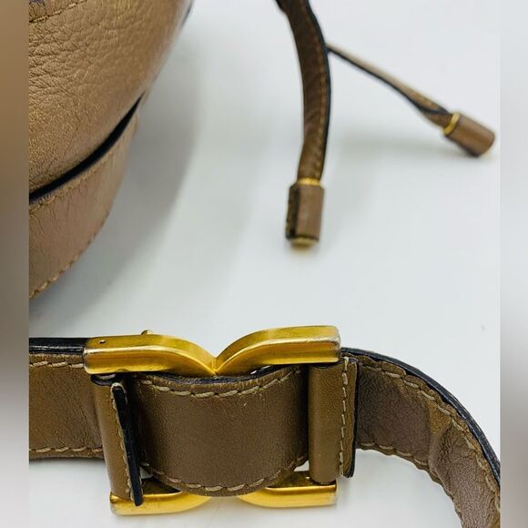 Auth Chloe Marcie Medium Tan Leather Crossbody Saddle Bag Good Preloved Bag - Picture 6 of 15